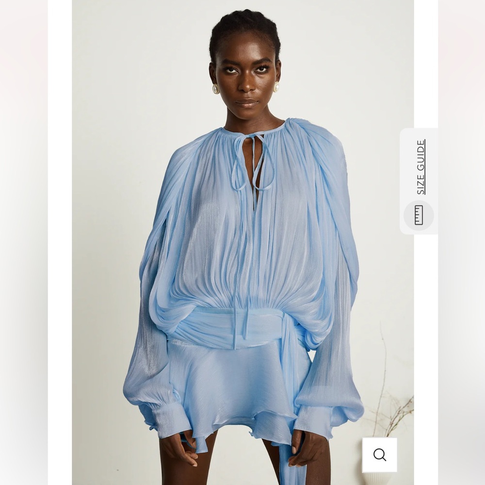Miss Rosier Eugenie Blue Fully Pleated Ruffled Mini Dress